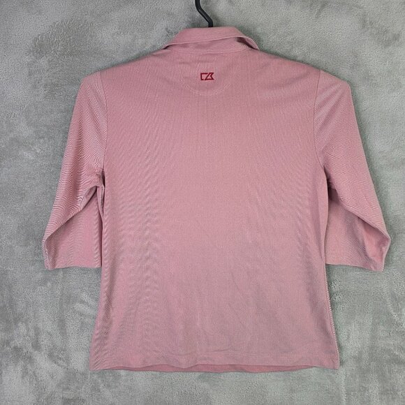 Womens Cutter & Buck CB DryTec Red Polo Shirt 100% Polyester 3/4 Sleeve Size L - Picture 4 of 7